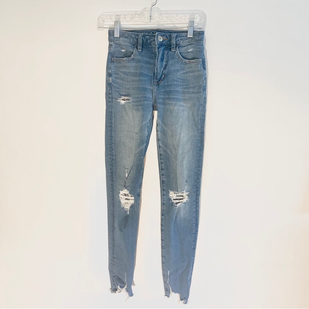 American Eagle The Dream Jean Skinny Ripped Jeans Blue Size Small 00